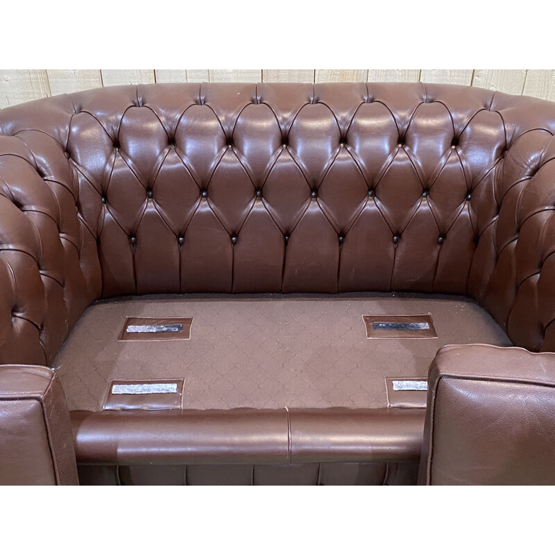 Vintage chocolate leather Chesterfield sofa 1990s