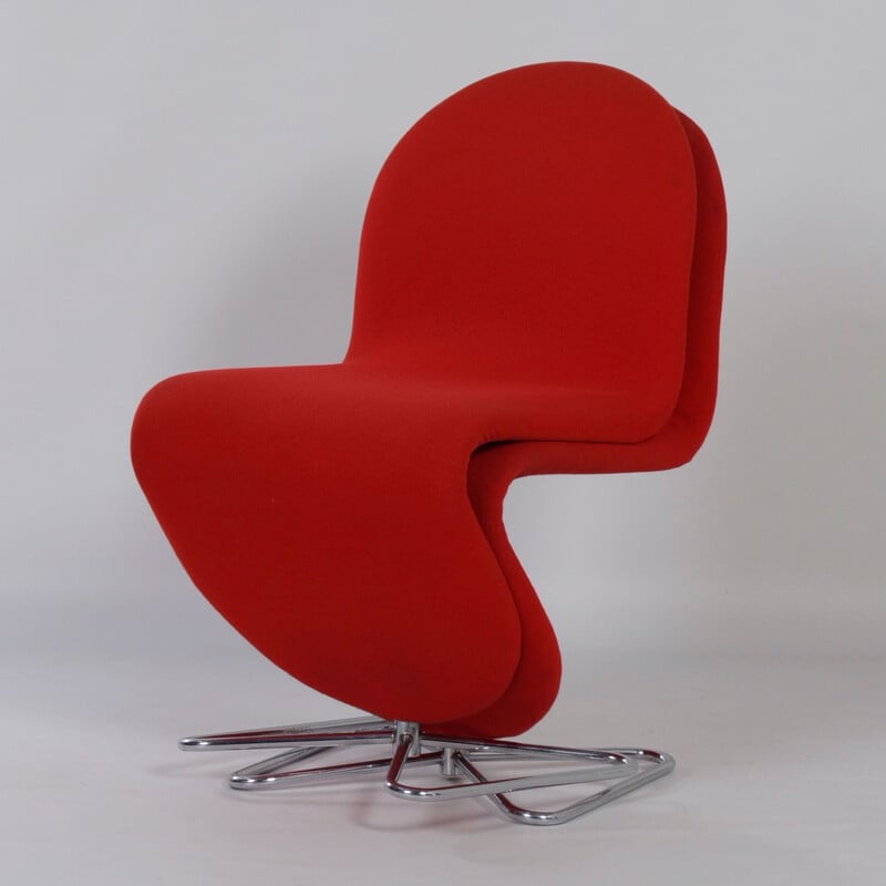 Pair of vintage System 123 in Red Fabric Chairs by Verner Panton for Fritz Hansen 1970s