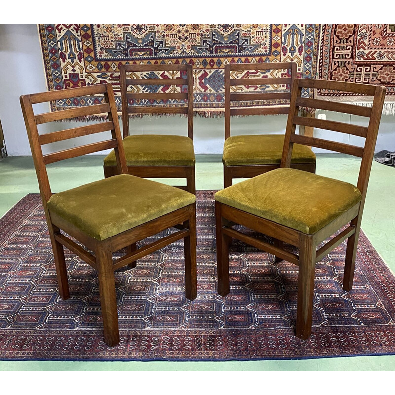 Conjunto de 4 cadeiras de mogno vintage 1930
