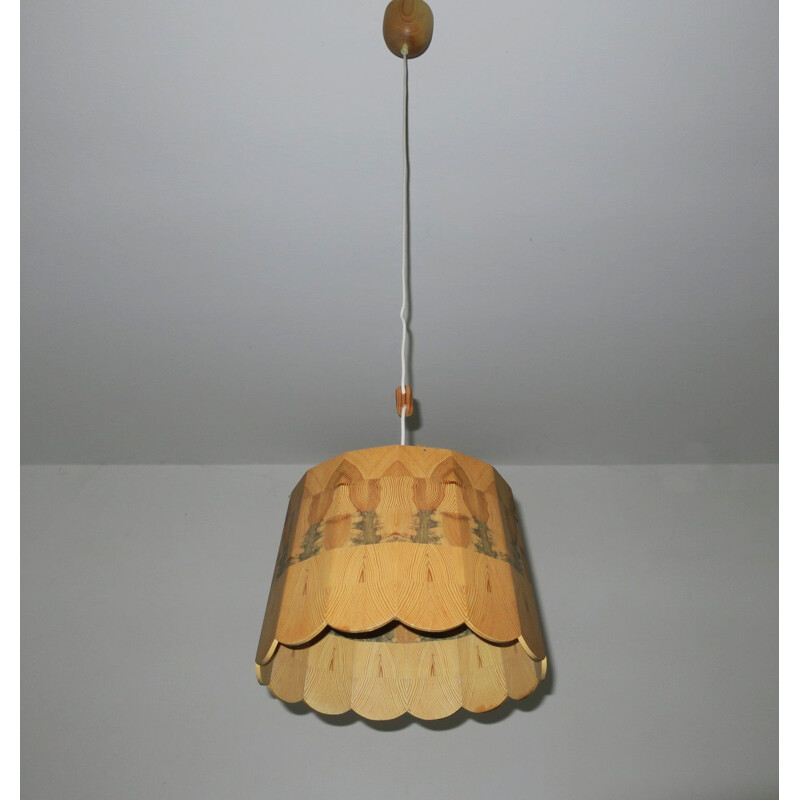 Lampada da soffitto vintage con patchwork di legno