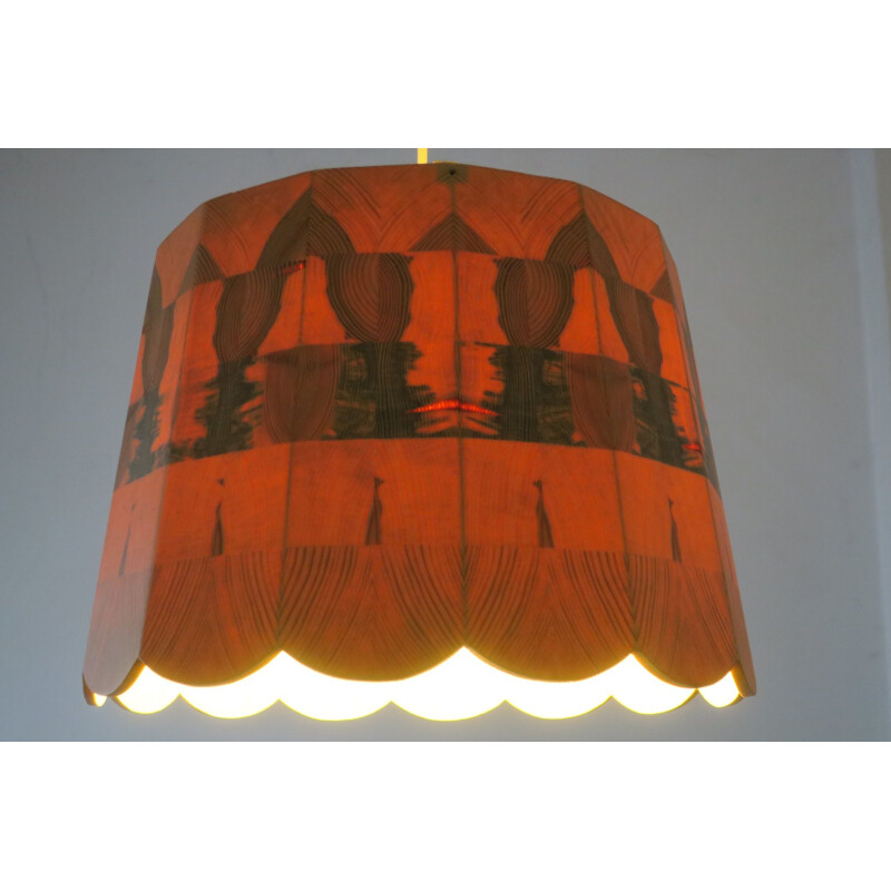 Vintage plafondlamp met houten patchwork