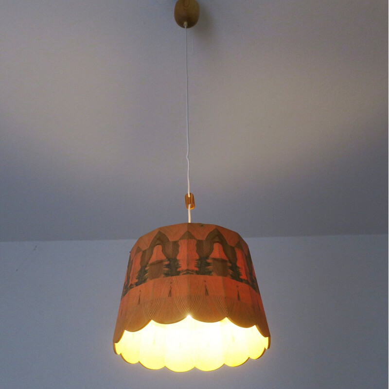 Lámpara de techo vintage con patchwork de madera
