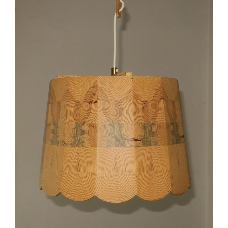 Lampada da soffitto vintage con patchwork di legno