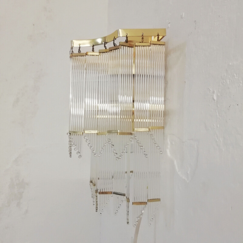 Lampada da parete in cristallo vintage 1970