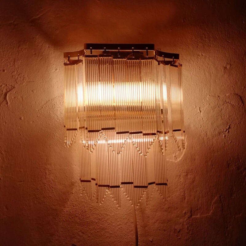 Vintage kristallen wandlamp 1970