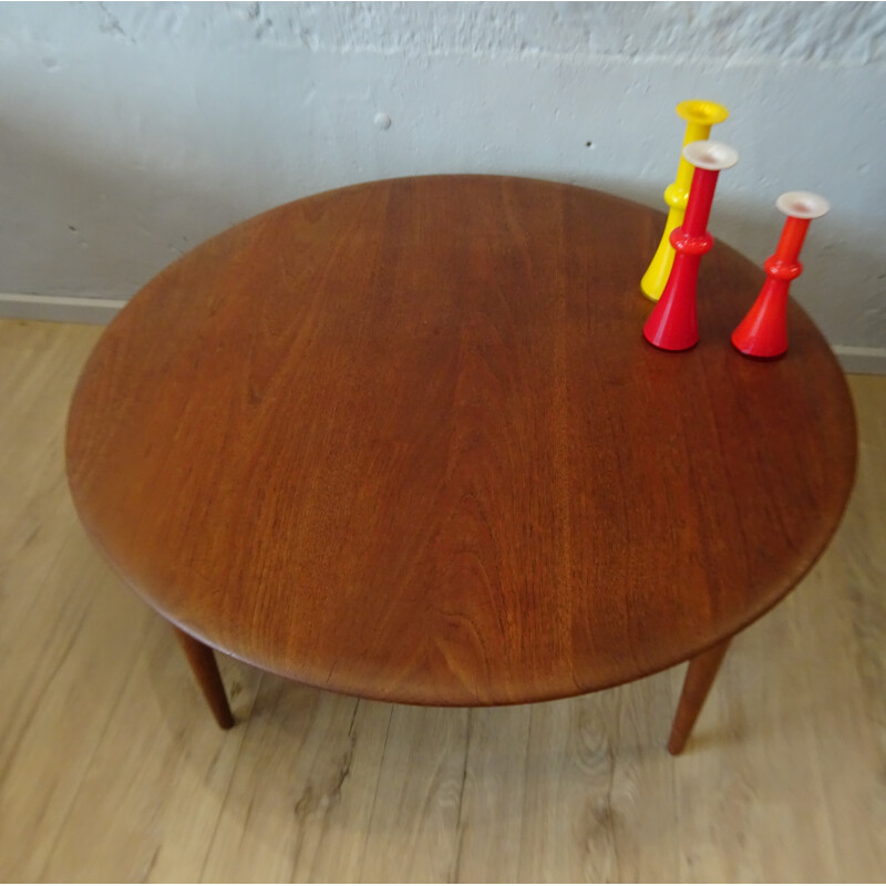 France & Daverkosen "FD 515" coffee table in teak and rattan, Peter HVIDT & Orla MOLGAARD-NIELSEN - 1956
