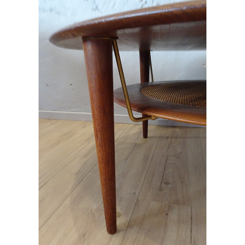 France & Daverkosen "FD 515" coffee table in teak and rattan, Peter HVIDT & Orla MOLGAARD-NIELSEN - 1956