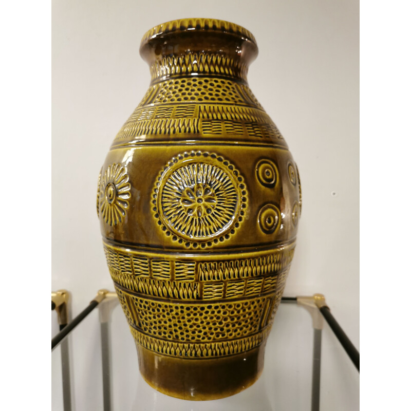 Vase vintage en céramique glacée, Allemagne de l'Ouest