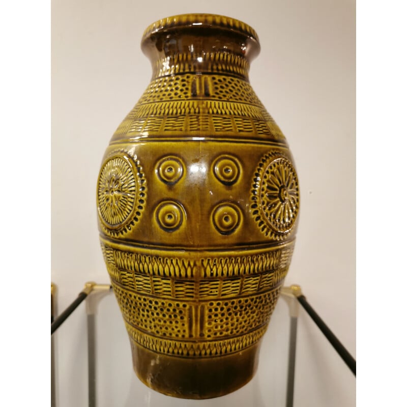 Vintage glazed ceramic vase, West Germany