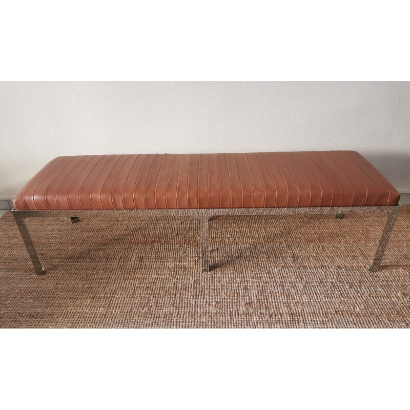 Vintage leather and chrome bauhaus bench, Canada
