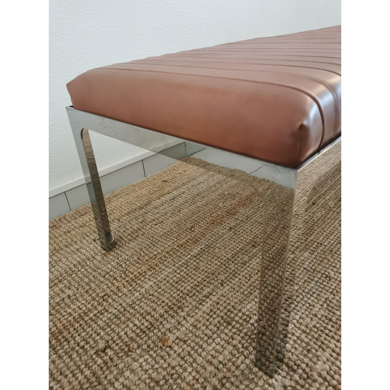 Vintage leather and chrome bauhaus bench, Canada