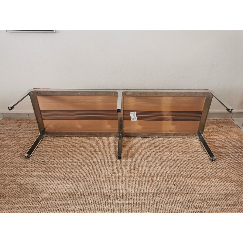 Vintage leather and chrome bauhaus bench, Canada