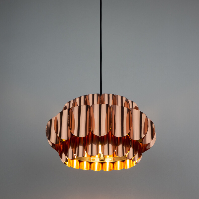 Vintage copper pendant lamp by Thorsten Orrling for Hans-Agne Jakobsson, 1960s