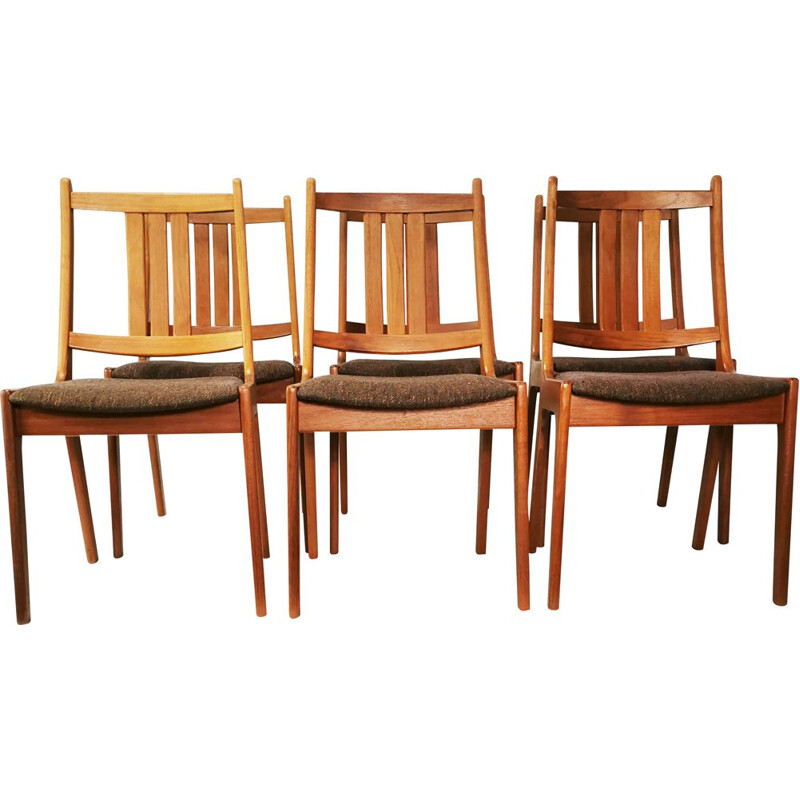 Set of 6 vintage teak chairs, Denmark 1960s