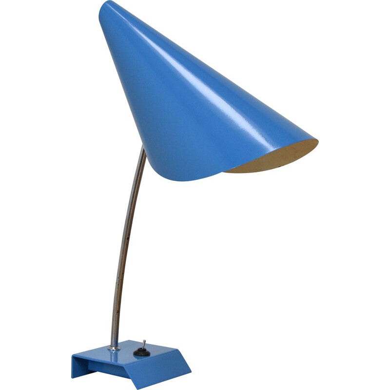 Lampe de table vintage bleue par Josef Hurka, Tchécoslovaquie 1950