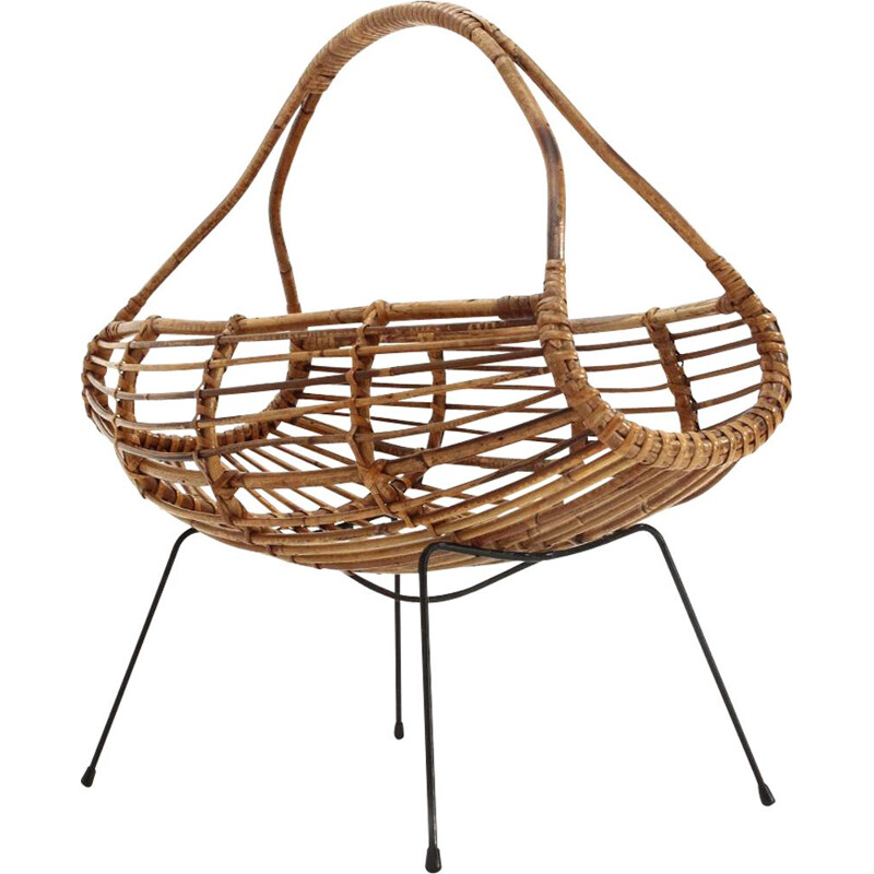 Portariviste in rattan vintage, Italia 1950