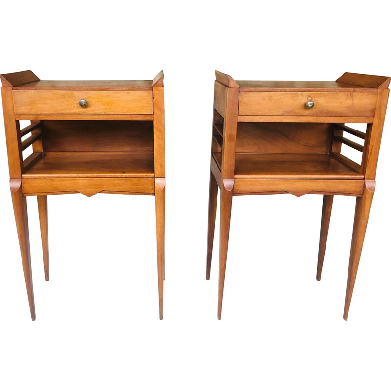 Pair of vintage art deco bedside tables, Italian 1950s