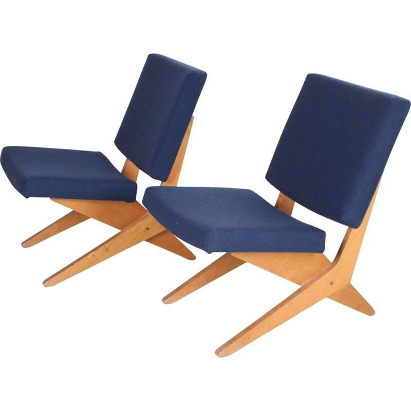 Pair of vintage Scissor lounge chair FB18 by Jan van Grunsven for Pastoe 1950s