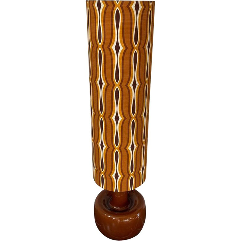 Vintage brown orange psychedelic ceramic floor lamp 1970s