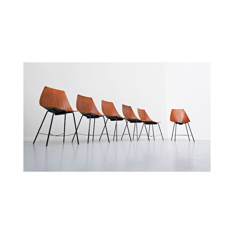 Set of 6 vintage chairs by Carlo Ratti 1960