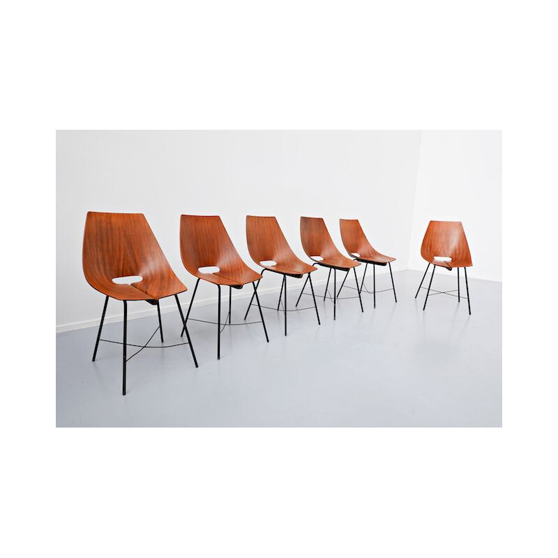 Set of 6 vintage chairs by Carlo Ratti 1960