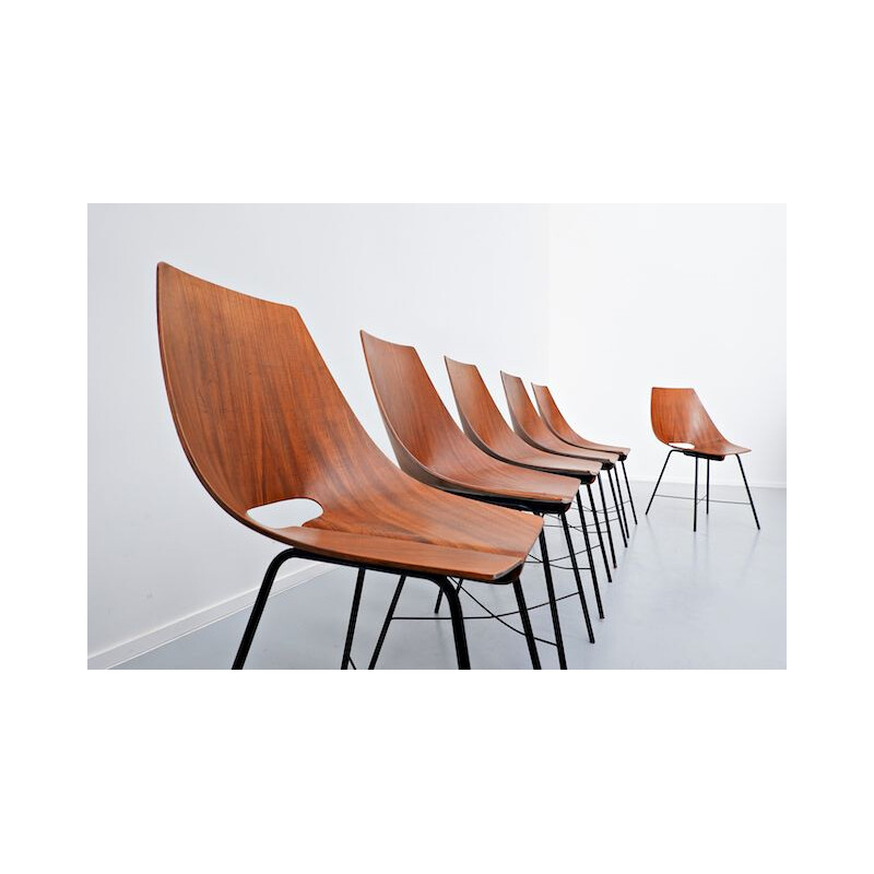 Suite de 6 chaises vintage par Carlo Ratti 1960