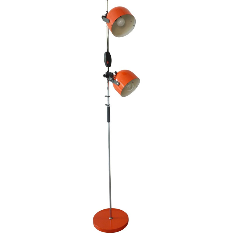 Industrial floor lamp in metal orange - 1970