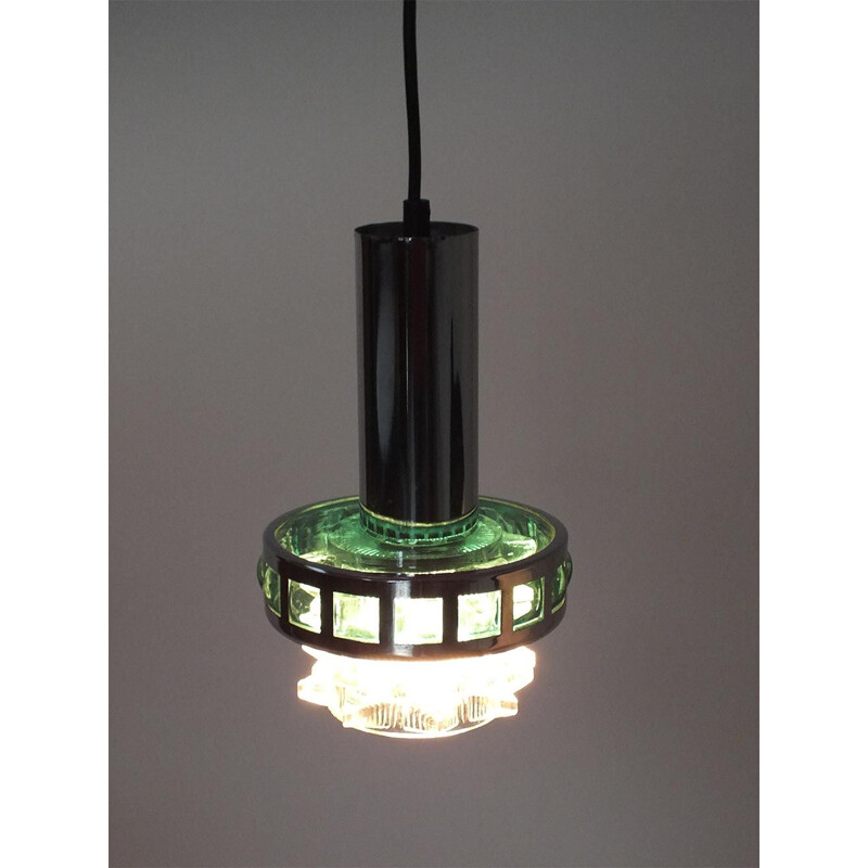 Vintage pendant lamp in green chrome 1970