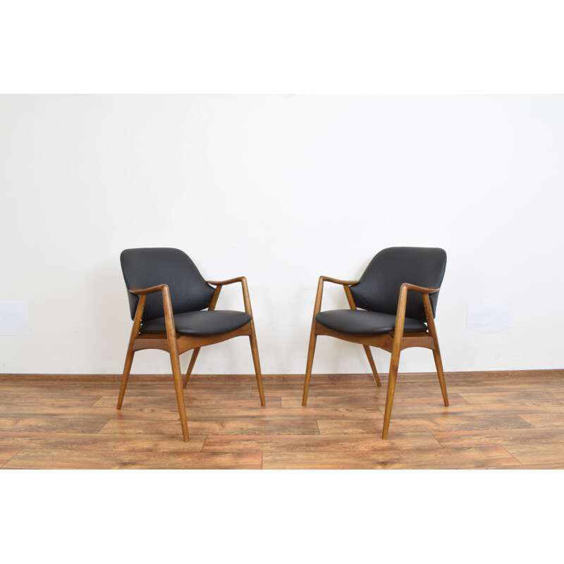 Paire de fauteuils de bureau en cuir par Alf Svensson pour Dux, Suède 1960