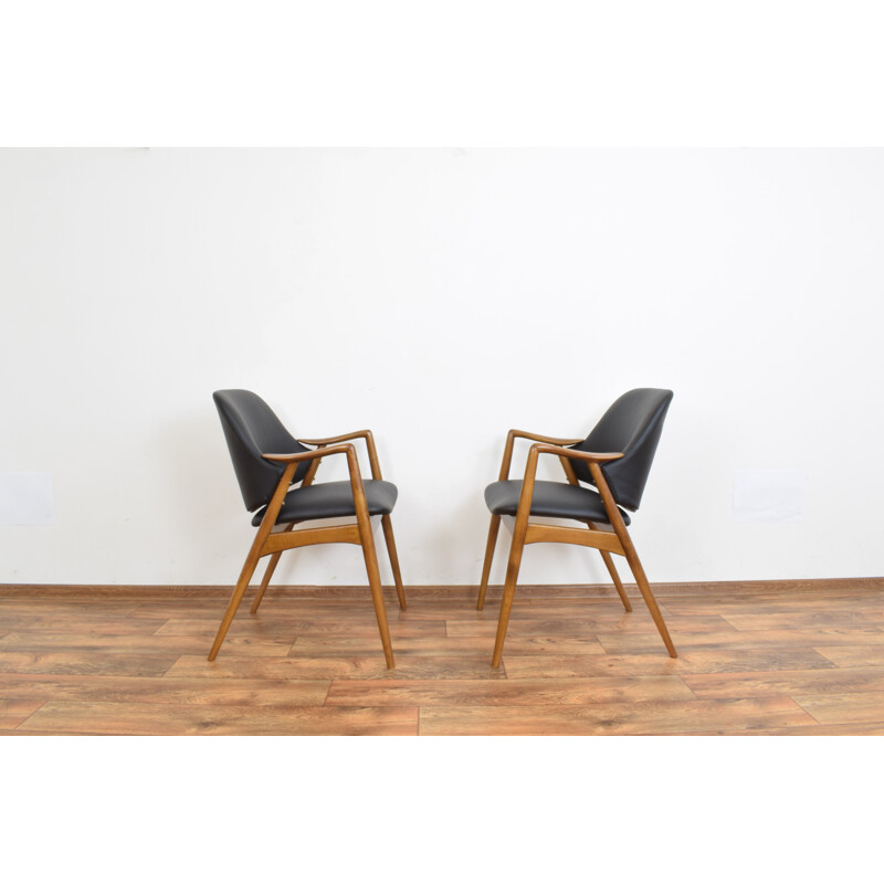 Paire de fauteuils de bureau en cuir par Alf Svensson pour Dux, Suède 1960
