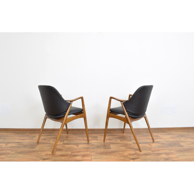 Pair of leather office armchairs by Alf Svensson for Dux, Sweden 1960