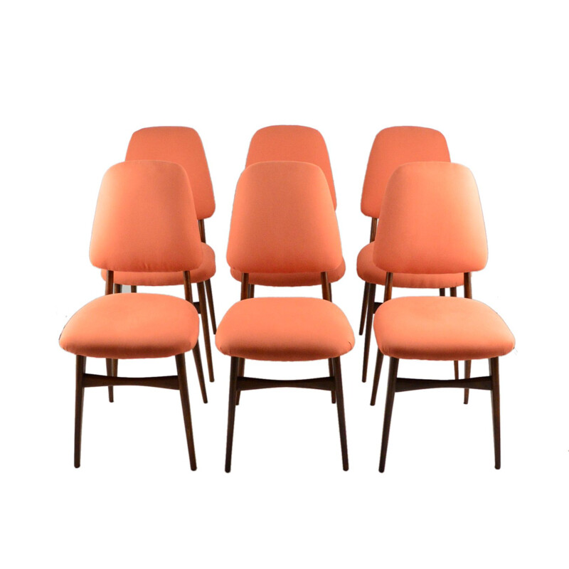 Set of 6 vintage teak chairs, Italy 1950