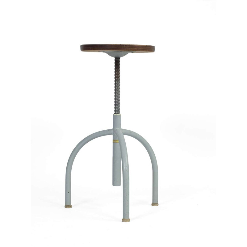 Vintage industrial adjustable stool by Oostwoud Fabrieken, Netherlands 1950