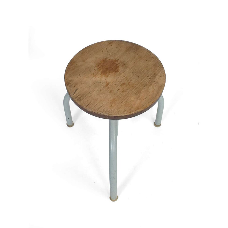 Vintage industrial adjustable stool by Oostwoud Fabrieken, Netherlands 1950