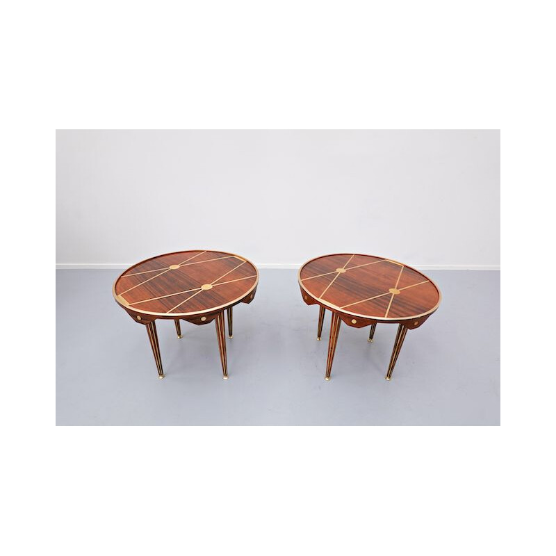 Vintage walnut and brass table, Italy 1940