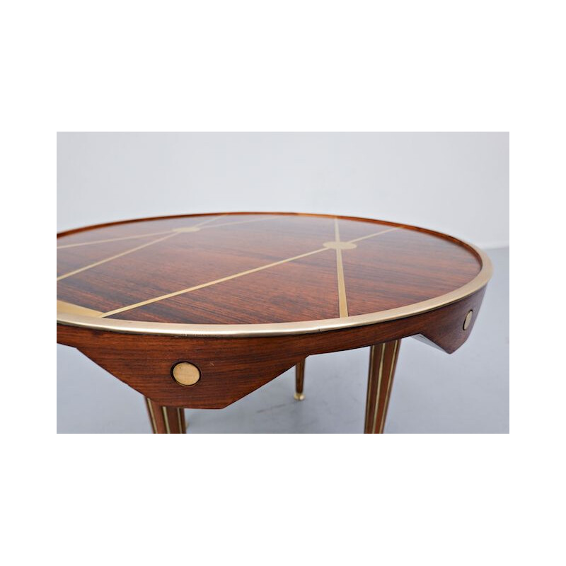 Vintage walnut and brass table, Italy 1940