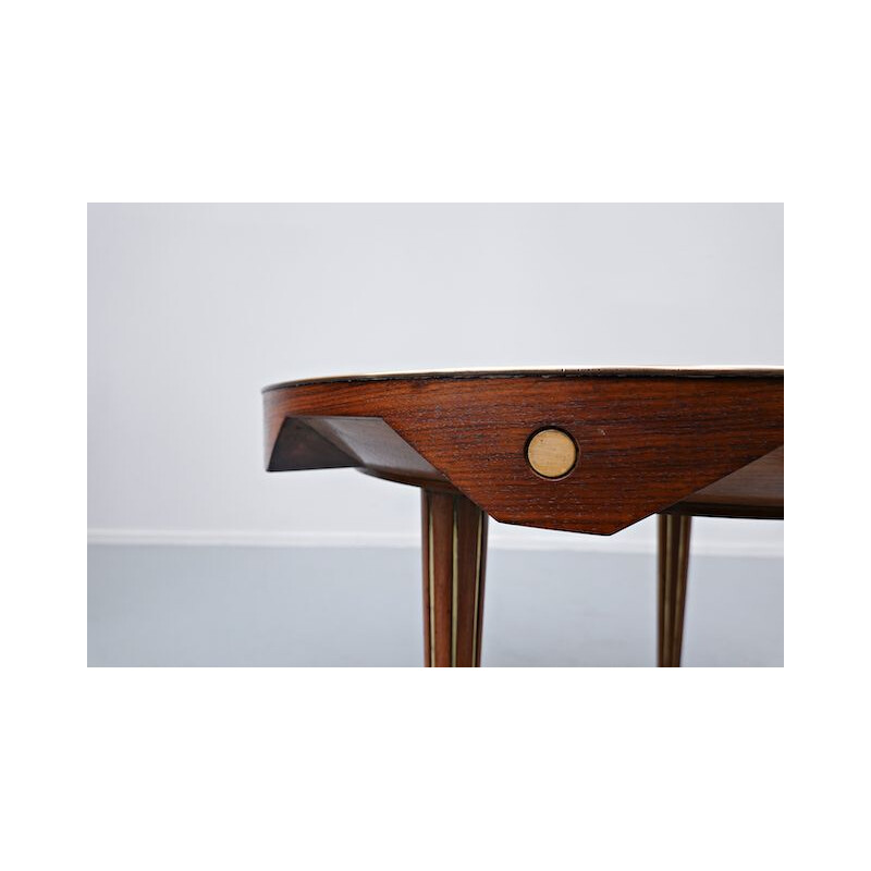 Vintage walnut and brass table, Italy 1940