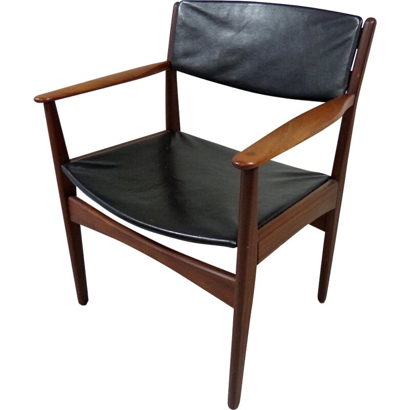 Frem Røjle danish desk chair in teak & leather - 1960s