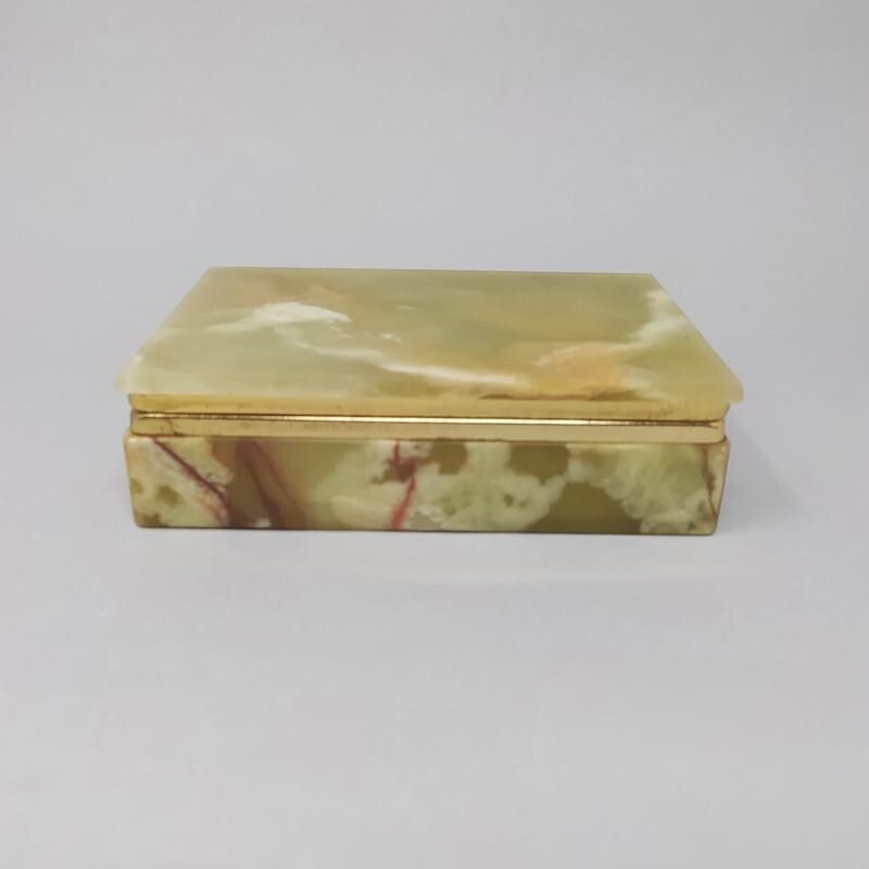 Vintage brown-green alabaster box Italy 1960