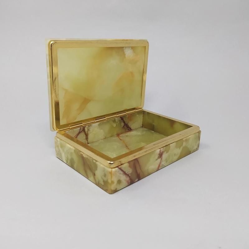 Vintage brown-green alabaster box Italy 1960