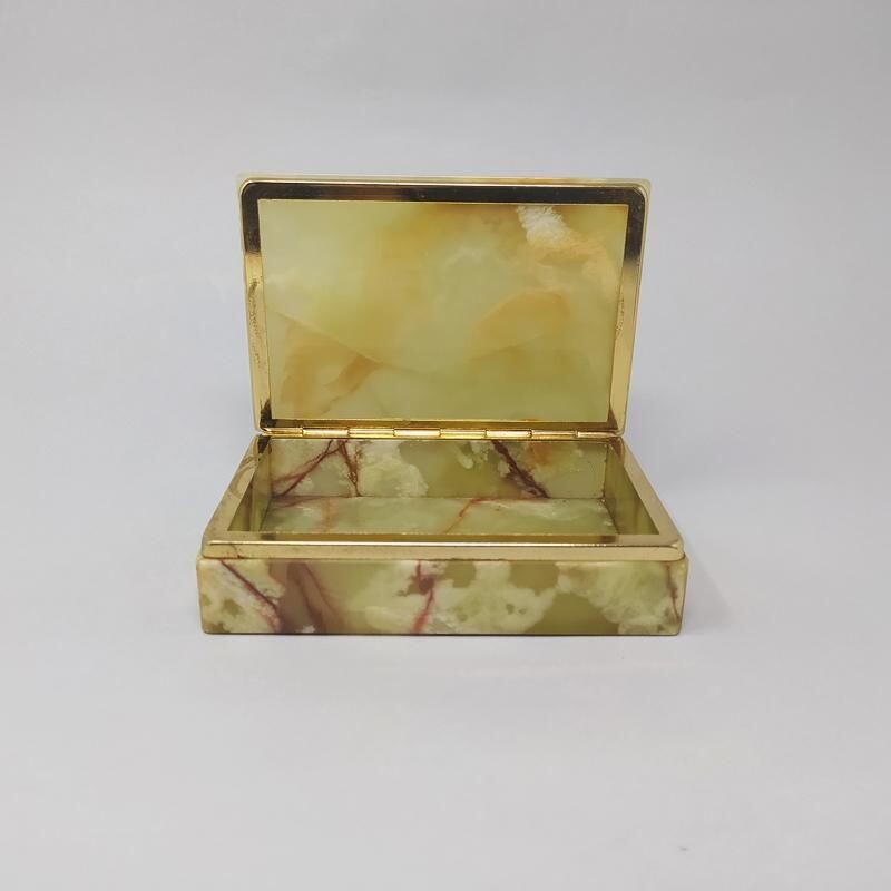 Vintage brown-green alabaster box Italy 1960