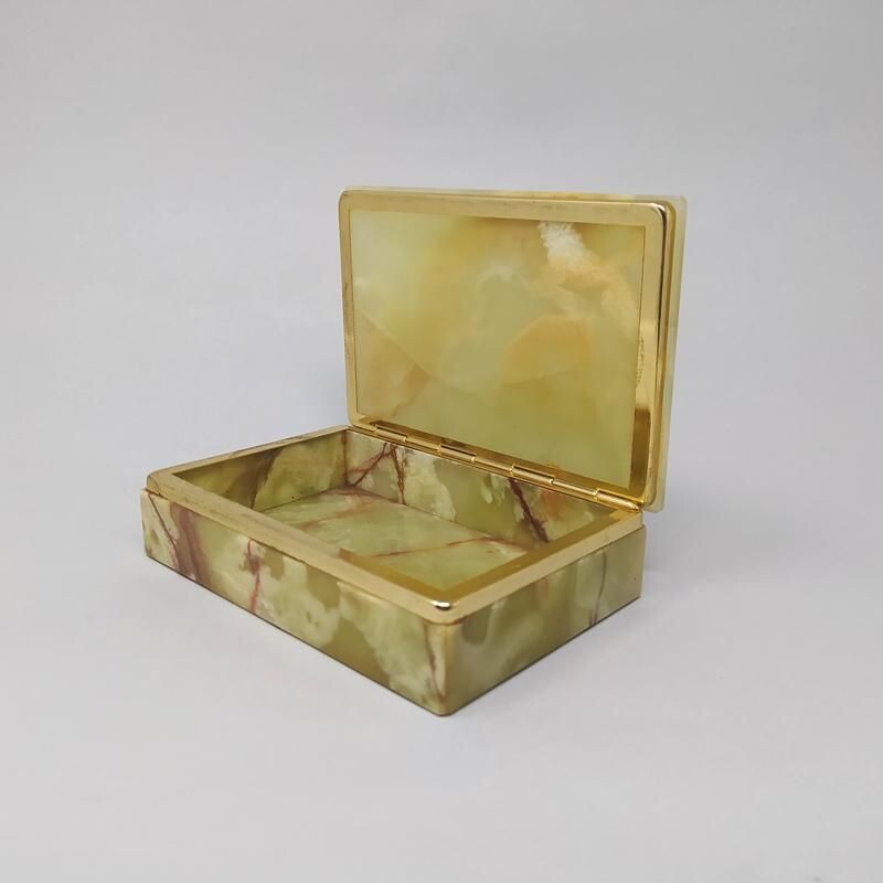 Vintage brown-green alabaster box Italy 1960