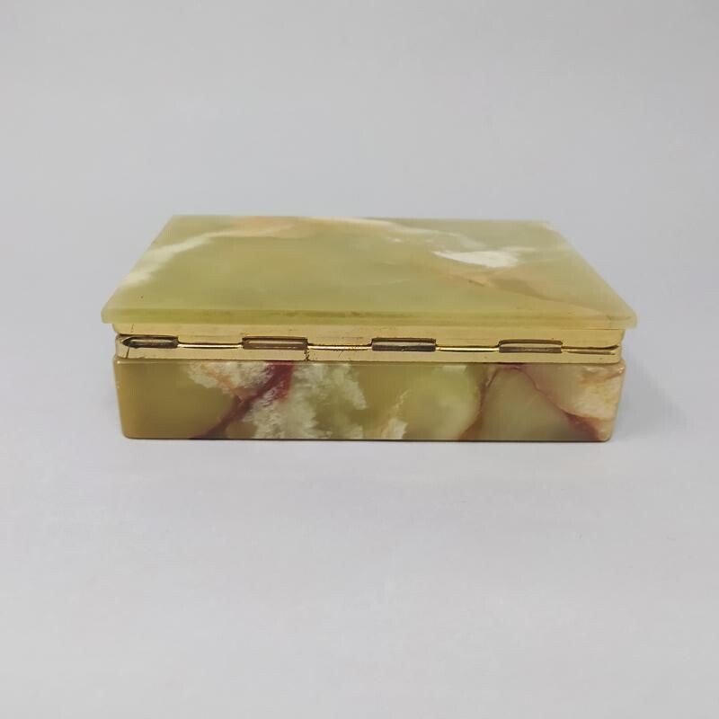 Vintage brown-green alabaster box Italy 1960