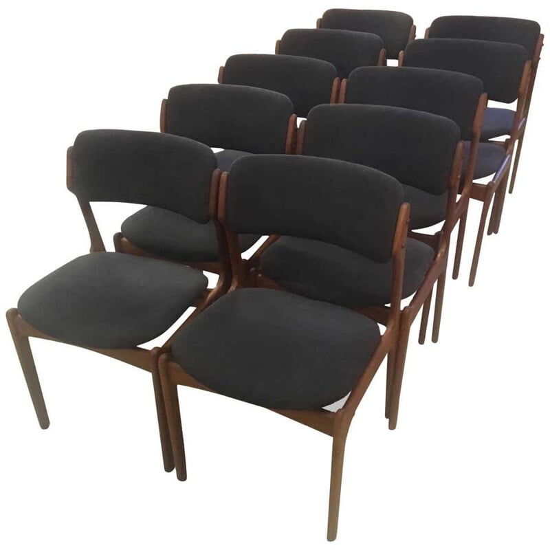 Conjunto de 10 cadeiras de teca vintage por Erik Buch 1960