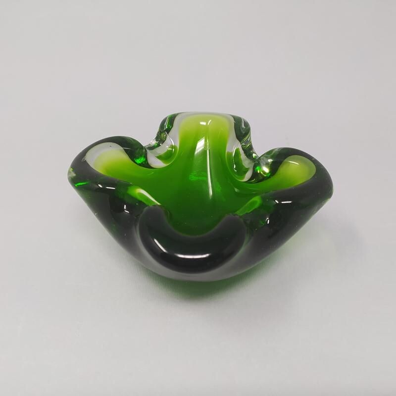 Vintage ashtray or empty pocket green from Flavio Poli for Seguso, Italy 1960