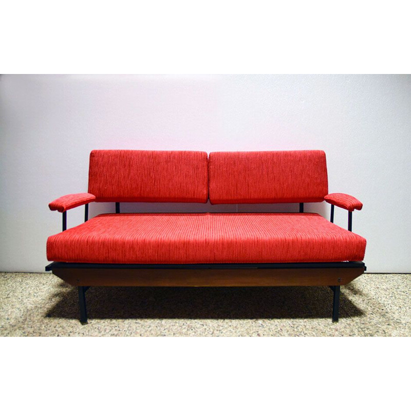 Vintage corduroy sofa bed, Italy 1950