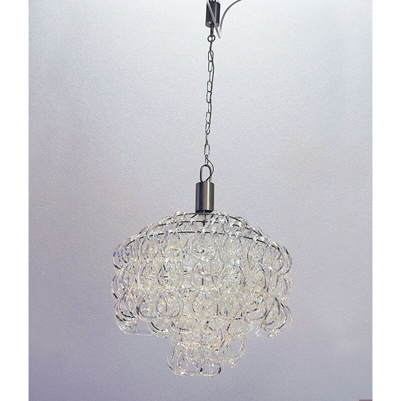 Vintage Giogali chandelier in glass by Angelo Mangiarotti for Vistosi 1970