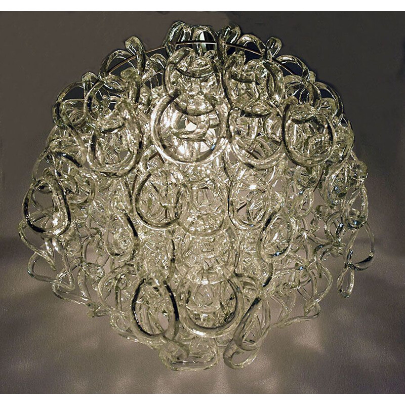 Lustre vintage Giogali en verre d'Angelo Mangiarotti pour Vistosi 1970