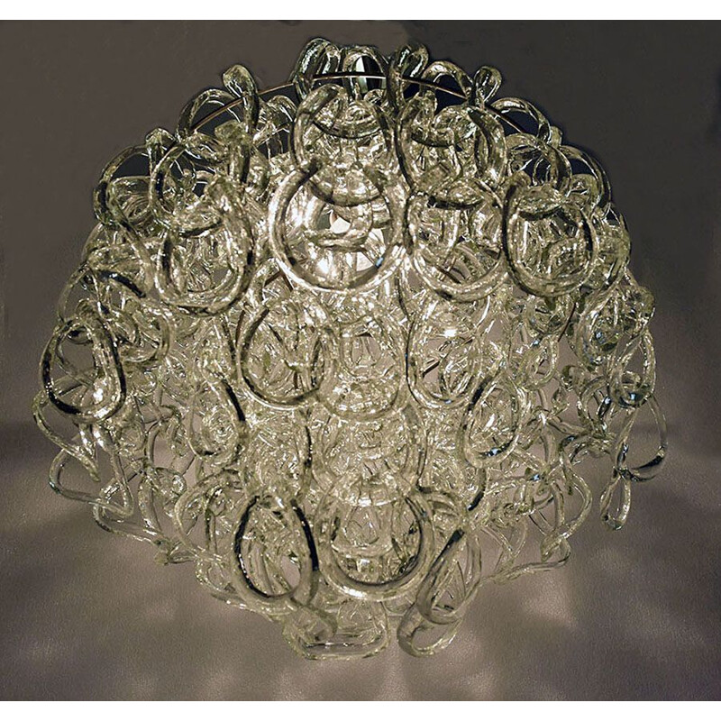 Vintage Giogali chandelier in glass by Angelo Mangiarotti for Vistosi 1970