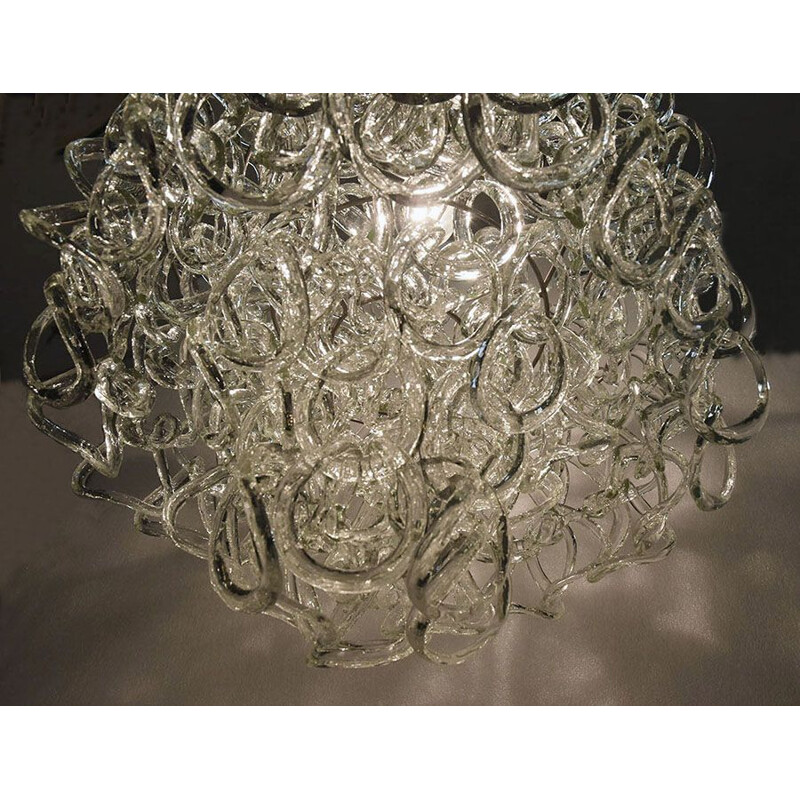 Vintage Giogali chandelier in glass by Angelo Mangiarotti for Vistosi 1970